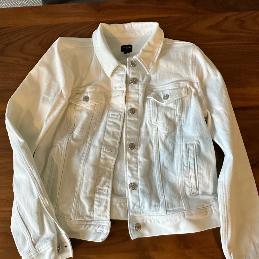 J Crew ladies white jean denim jacket size S